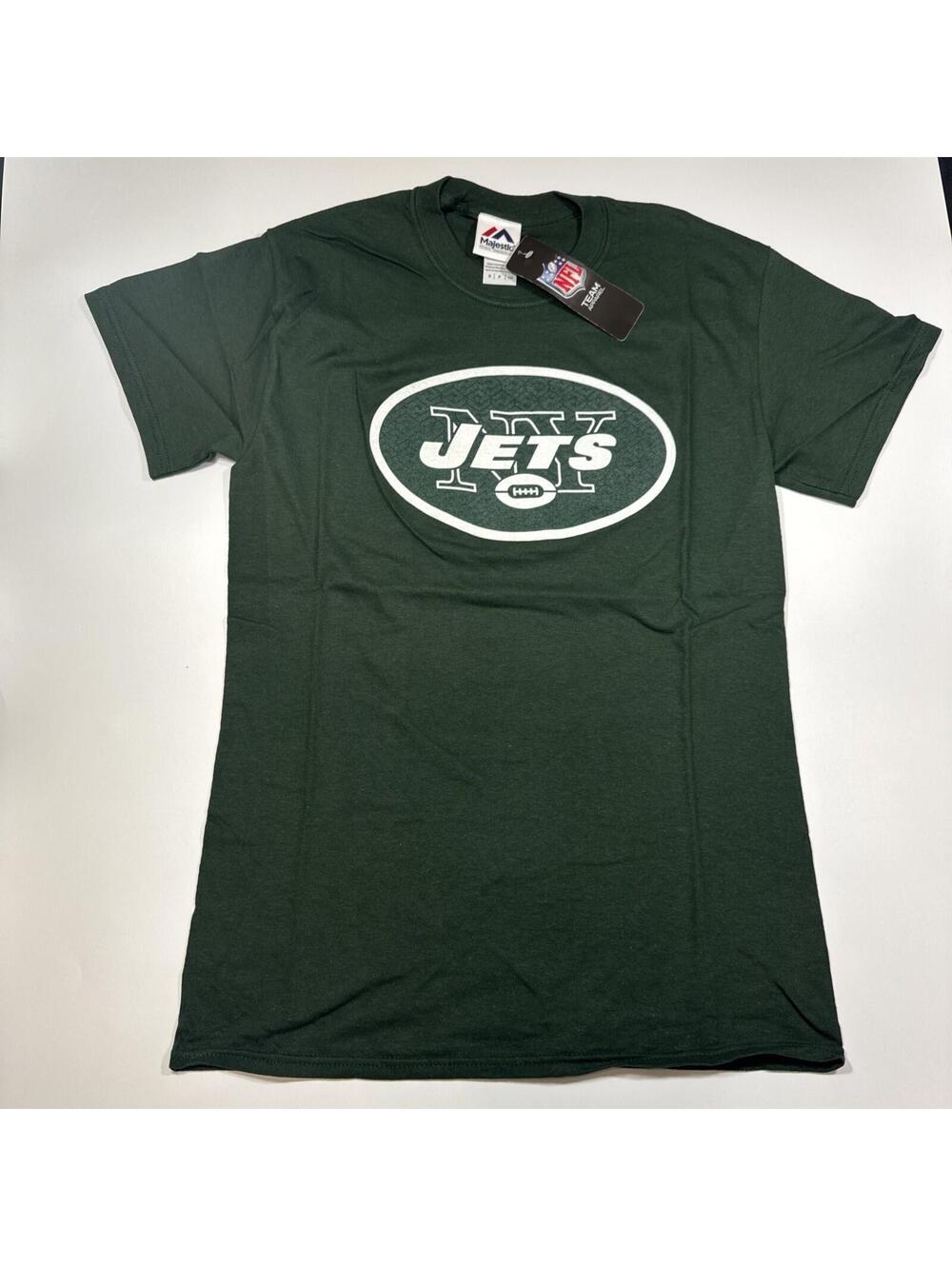 Majestic NFL Mens Size Small Embossed New York Jets Short Sleeve Shirt Green